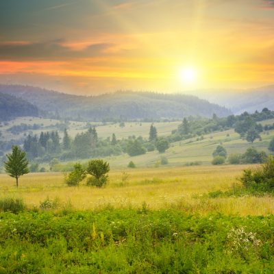 beautiful mountain landscape and sunrise